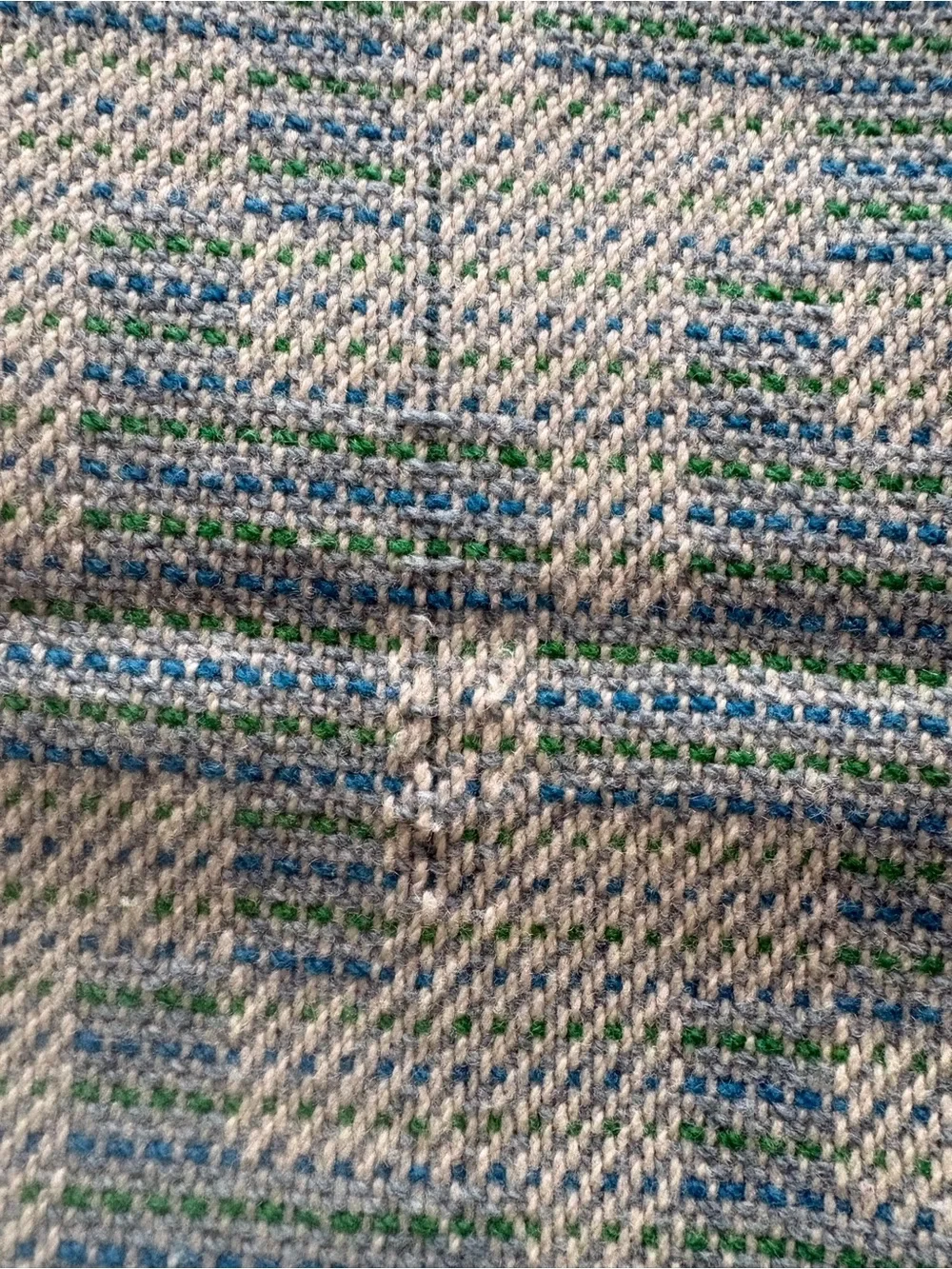 Vintage Pendleton Wool Throw Blanket Blue Green Geometric Plaid 66x55 Fringe USA